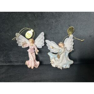 2 Bradford Wings Of Enlightenment Angels Illuminated Ornament 2001 Love & Grace